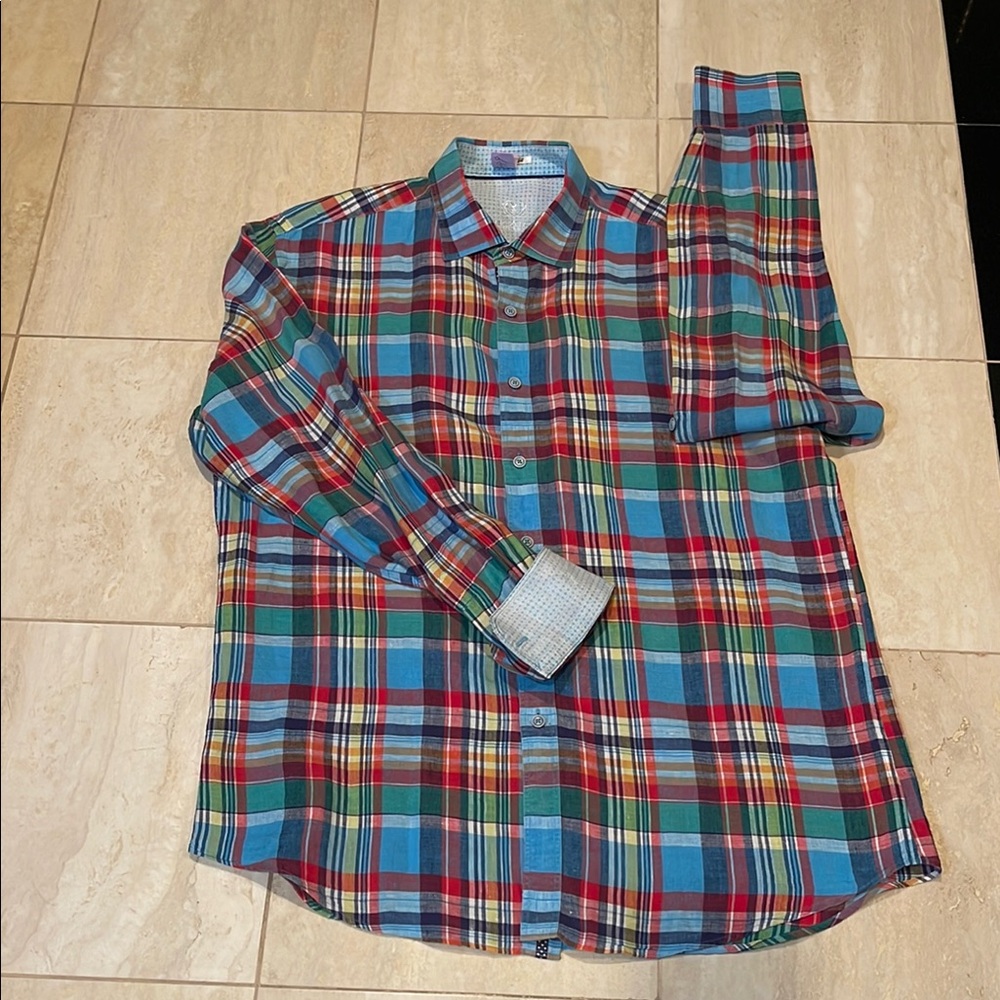Bugatchi Colorful  Casual Designer Cuff Shirt
